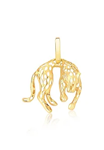 PINGENTE PANTERA OLHOS ZIRCÔNIA VERMELHA OURO 18K.