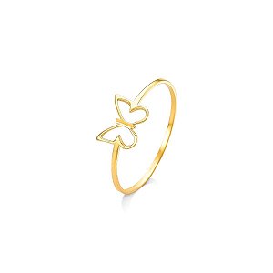 ANEL BORBOLETA VAZADA OURO 18K. OBS. NUMERAÇÃO DISPONIVEÍS ATÉ 24.
