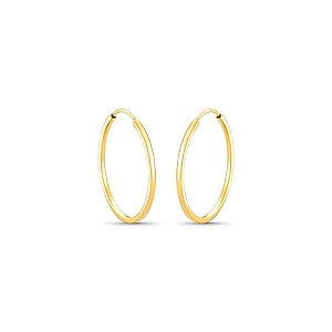 BRINCO ARGOLA REDENDO 2,5CM OURO 18K.