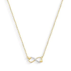 GARGANTILHA INFINITO PEDRA ZIRCÔNIA OURO 18K.