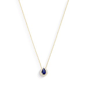 Gargantilha Cartier Gota Zircônia Azul /Branca 45cm Ouro 18k.