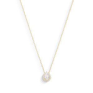 Gargantilha Cartier Gota Zircônia Branca 45cm Ouro 18k.