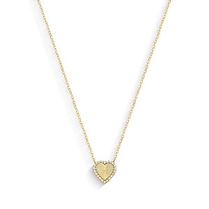 Gargantilha Balaõzinho Coração Zircônia 40cm Ouro 18k.