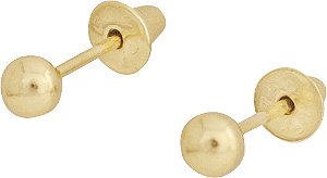 Brinco de Bola infantil de 4 mm Ouro 18k