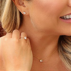 Anel Cálice Ouro 18k 750 Zircônia