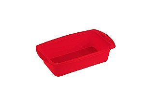 KENYA FORMA PÃO RETANGULAR SILICONE VERMELHO 13x25cm