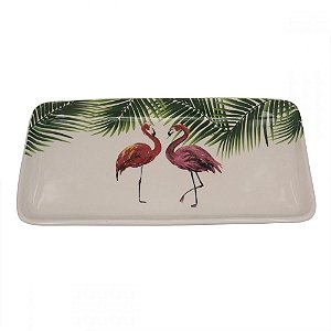 TRAVESSA DE CERÂMICA FLAMINGO 33,5CM X 17CM X 3CM