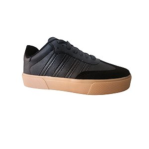 Tênis Feminino Casual Preto com Camurça Confortável Moda