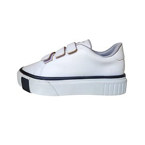 Tênis Via Uno Branco Feminino Velcro Flatfoorm