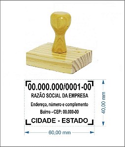 01 UNID CARIMBO MADEIRA TRADICIONAL CNPJ 60X40MM - 1X0