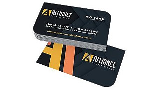 1000UNID CARTOES DE VISITA CORTE 2 CANTOS COUCHE 300G LAM FOSCA E VERNIZ LOCALIZADO FRENTE E VERSO - 4X4