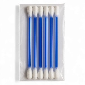 100 Kits com 6 Cotonetes – 7,5cm | Haste Azul | Embalados Individualmente