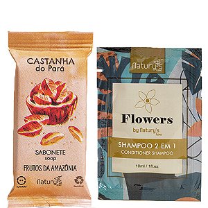 Kit 500 Sabonetes 15g Castanha + 500 Shampoo 2 em 1 10ml Flowers