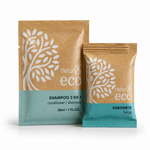 100 Kits Eco Sustentável – Shampoo 2 em 1 Sachê 30ml + Sabonete 20g | Amenities para Hotéis, Pousadas, Hospitais e Airbnb