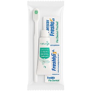 Kit Higiene Bucal - Escova Com Creme Dental 7g + Fio Dental 45cm
