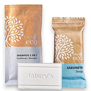 Kit 100 Sabonetes 15 Gramas + Shampoo 2 em 1  Sachê 15ml Ecologico Sustentavel