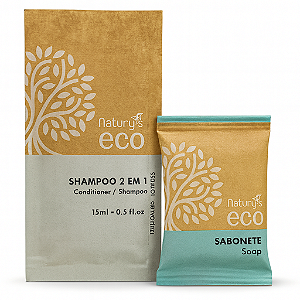 100 Kits Amenities Sustentável Natury’s Eco – Shampoo 2 em 1 + Sabonete 30g