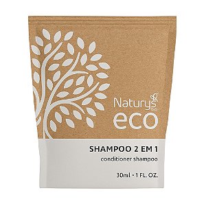 Kit 150 Shampoo 2x1 30ml Naturys Linha Ecológica Papel Kraft Sustentavel