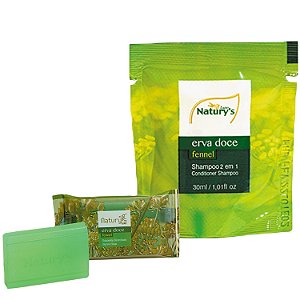 Kit Sabonete 13g Glicerinado + Shampoo 2 em 1 Sache 30ml Erva Doce