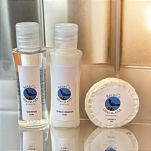 50 Kits Shampoo, Condicionador e Sabonete Personalizado Com a sua Marca