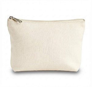 Necessaire Algodão Cru 17x11 Zíper Para Higiene Maquiagem Bege Lisa