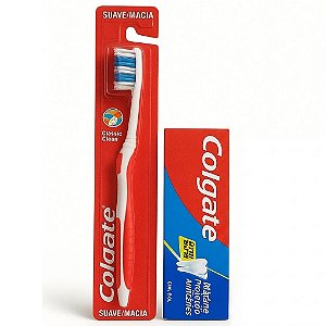 Kit Higiene Bucal Colgate Portátil - Escova Classic + Pasta Dental 30g (Ideal Hotelaria e Clínicas)
