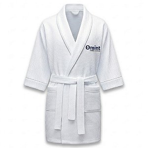 Kit 6 Roupão Personalizado Teka Piquet Favo - Branco (Tamanho G) - Com Bordado Exclusivo