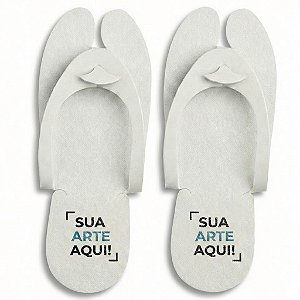 50 Pares Chinelo Descartável Personalizado Branco | Para Hotéis, Spas e Clínicas