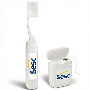 100 Kits Higiene Bucal Viagem Personalizado: Escova Trip + Fio Dental Menta | Brindes, Hotel, Odonto