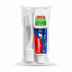 100 Kits Dental Completo Wegreen com Escova Trip, Creme Dental Colgate 30g e Fio Dental 25m