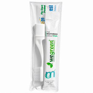 100 Kits Dental Pocket Wegreen Completo – Escova Pocket + Fio Dental + Creme Dental + Enxaguante Bucal