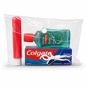 Kit Higiene Viagem Wegreen Completo | Escova Pocket + Colgate 30g + Plax 60ml + Fios Dentais