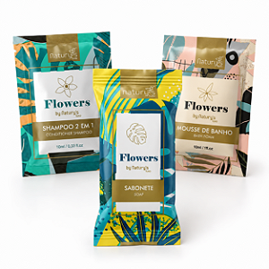 Kit 1.500 Amenities Flowers: Sabonete, Shampoo e Espuma de Banho