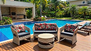 Conjunto de sofá e poltronas misto - Corda Náutica + Tricô náutico