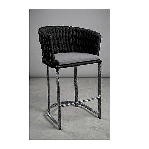 Banqueta em tricô náutico e alumínio