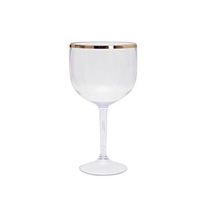Taça de Gin Transparente com Borda Dourada 600ML