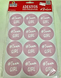 ADESIVO CHÁ REVELAÇÃO TEAM GIRL C/1 UN - ROSA