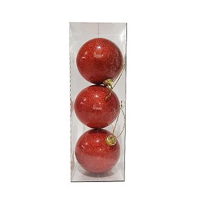 KIT DE BOLA COM 3 PVC 8CM DECOR VERMELHO