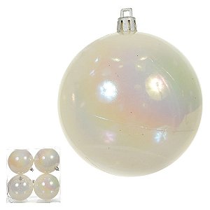 BOLA DECORADA NATAL C/4 UNID PVC (PEROLADO) 8cm (FLORARTE) Vol. 2 a 3