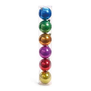BOLA NATAL EM TUBO METALIZADA C/6 UND (COLORIDO) 8cm (FLORARTE) Vol. 8