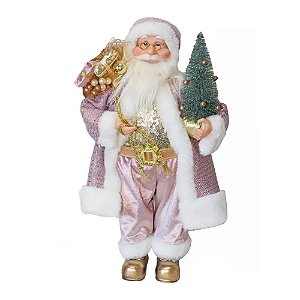PAPAI NOEL EM PE ROSA/BRANSO 60cm