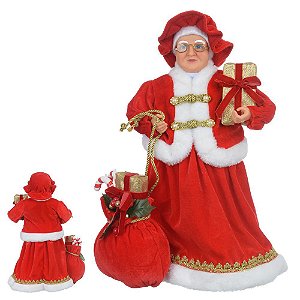 MAMAE NOEL NATAL EM PE (VERMELHO DOURADO) 45cm (FLORARTE) Vol. 7