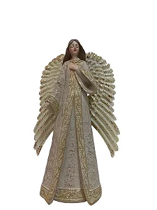 RESINA NATAL ANJO (BEGE DOURADO) 28cm (FLORARTE) Vol. 22