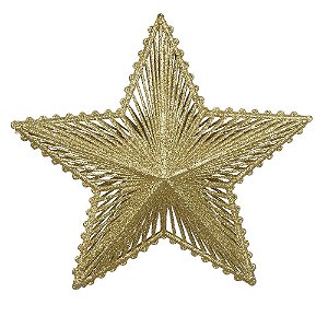 ENFEITE NATAL ESTRELA PENDURAR C/GLITTER (DOURADO) 19cm (FLORARTE) Vol. 14