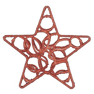 ENFEITE NATAL ESTRELA 3D PENDURAR C/GLITTER (VERMELHO) 20cm (FLORARTE) Vol. 35