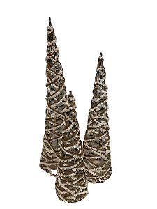 ARVORE DECORATIVA C/LED PILHA AA NT/BR 60/50/40CM C/3