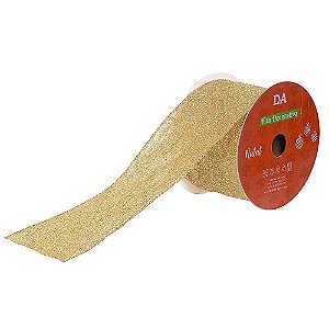 FITA GLITTER ARAMADA C/COSTURA (DOURADO) 6,3cmX9,14m (FLORARTE) Vol. 13
