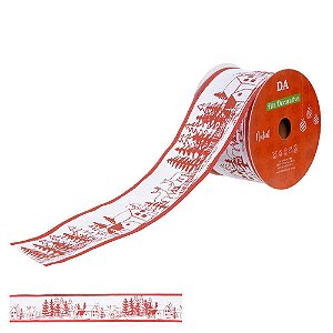 FITA ARAMADA LINHO C/COSTURA (VERMELHO BRANCO) 6,3cmX9,14m (FLORARTE) Vol. 13