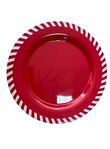 PRATO MELAMINA SOBREMESA VERMELHO BRANCO 17,5D (FLORARTE) Vol. 2