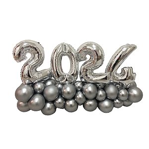 KIt 2024 balões 40 cm com base de balões metalico